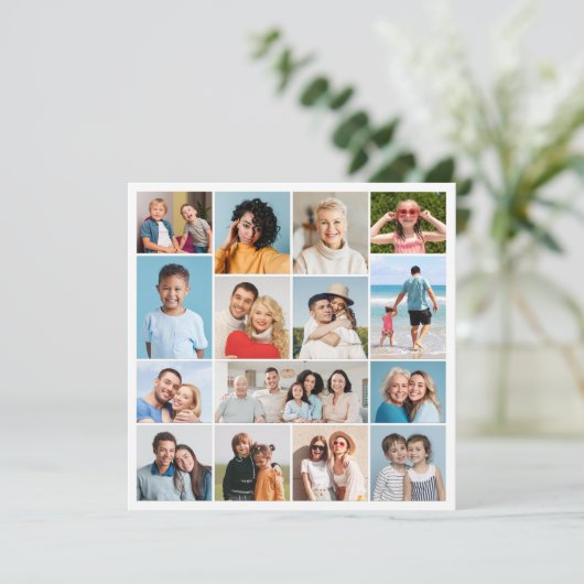 Creëer Your Ewn 15 Photo Collage Greeting Kaart (Staand voorkant)