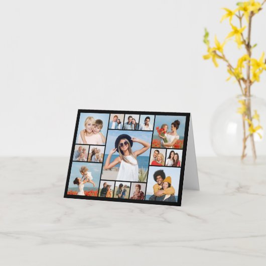 Creëer Your Ewn 15 Photo Collage Greeting Kaart (Gele Bloem)