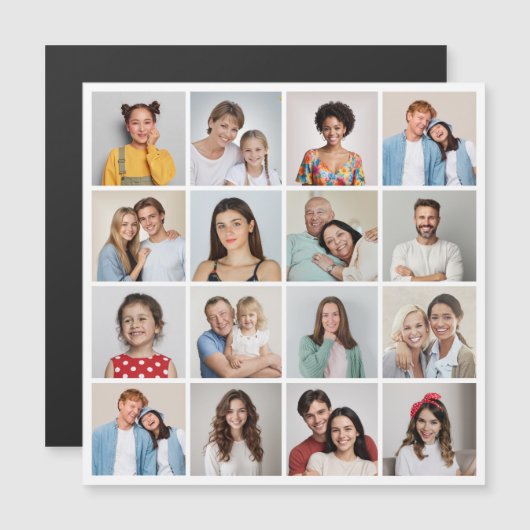 Creëer Your Ewn 16 Photo Collage Magnetic Kaart (Voorkant / Achterkant)