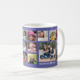 Creëer Your Ewn 18 Family Photo Collage Periwinkle Koffiemok
