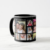 Creëer Your Ewn 18 Photo Collage Family Name Black Mok (Voorkant links)