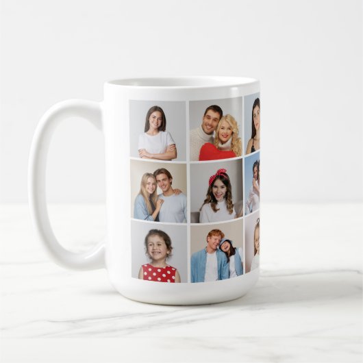Creëer Your Ewn 18 Photo Collage Koffiemok (Links)