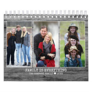 Creëer Your Ewn 2023 Family Foto Rustic Wood Kalender