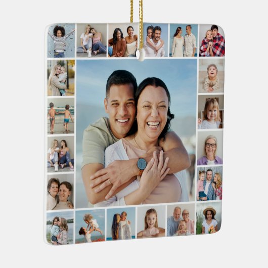 Creëer Your Ewn 21 Photo Collage Keramisch Ornament (Rechts)