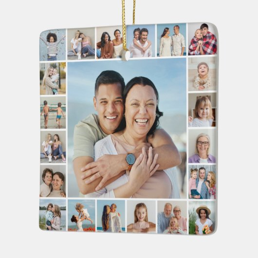 Creëer Your Ewn 21 Photo Collage Keramisch Ornament (Links)