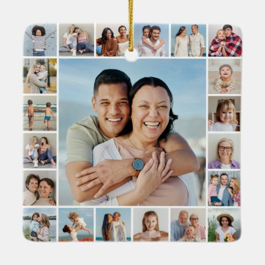 Creëer Your Ewn 21 Photo Collage Keramisch Ornament (Achterkant)