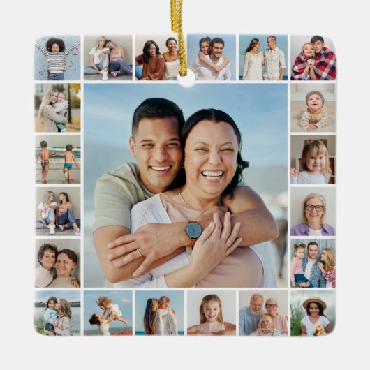 Creëer Your Ewn 21 Photo Collage Keramisch Ornament (Voorkant)