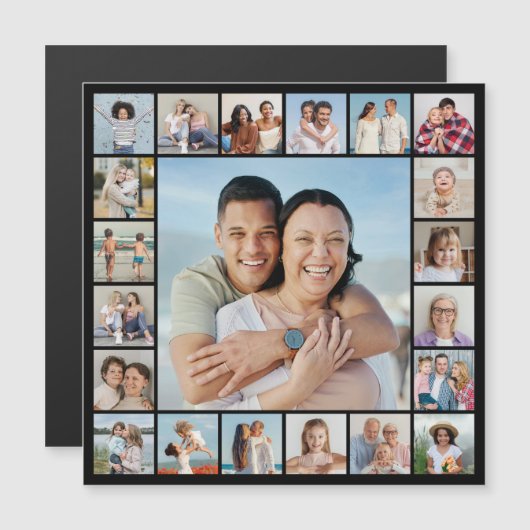 Creëer Your Ewn 21 Photo Collage Magnetic Kaart (Voorkant / Achterkant)