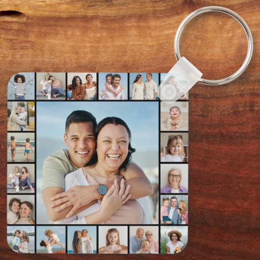 Creëer Your Ewn 21 Photo Collage Sleutelhanger (Achterkant)