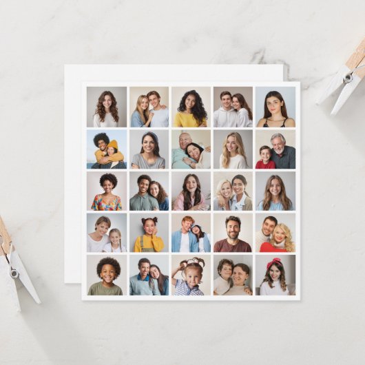 Creëer Your Ewn 25 Photo Collage Kaart (Voorkant / Achterkant in situ)