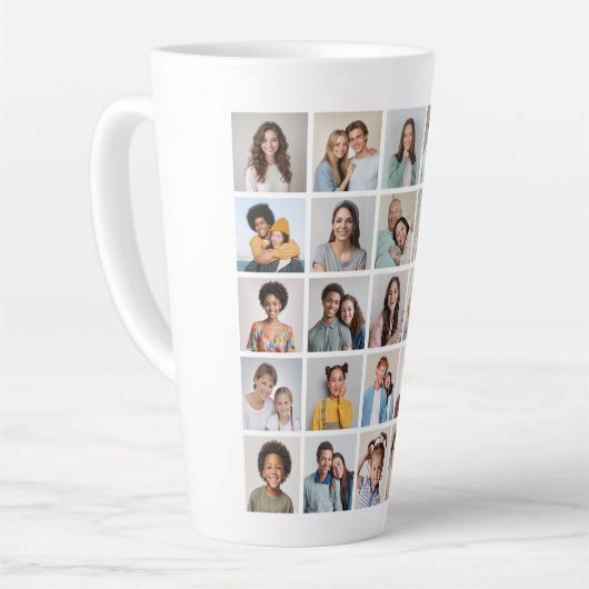 Creëer Your Ewn 25 Photo Collage Latte Mok (Linkerhoek)