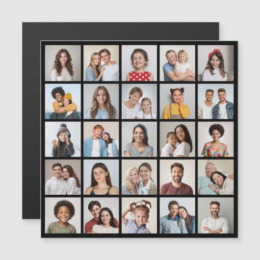 Creëer Your Ewn 25 Photo Collage Magnetic Kaart (Voorkant / Achterkant)