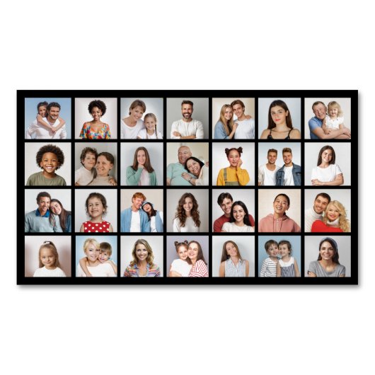 Creëer Your Ewn 28 Photo Collage Magnetisch Visitekaartje (Voorkant)