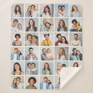 Creëer Your Ewn 30 Photo Collage Sherpa Deken