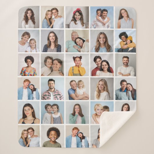 Creëer Your Ewn 30 Photo Collage Sherpa Deken (Voorkant)