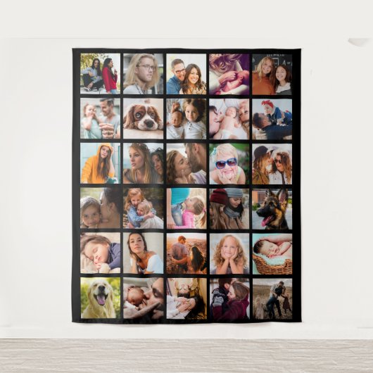 Creëer Your Ewn 30 Square Photo Collage Tapestry Wandkleed (Voorkant)