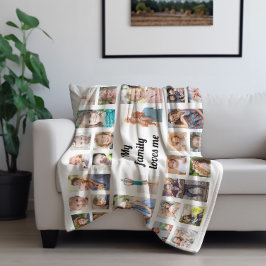 Creëer Your Ewn 32 Family Photo Collage White Fleece Deken