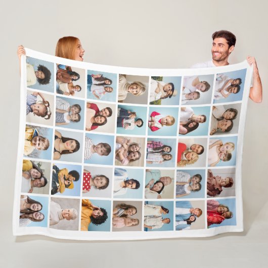 Creëer Your Ewn 35 Photo Collage Fleece Deken (In situ)