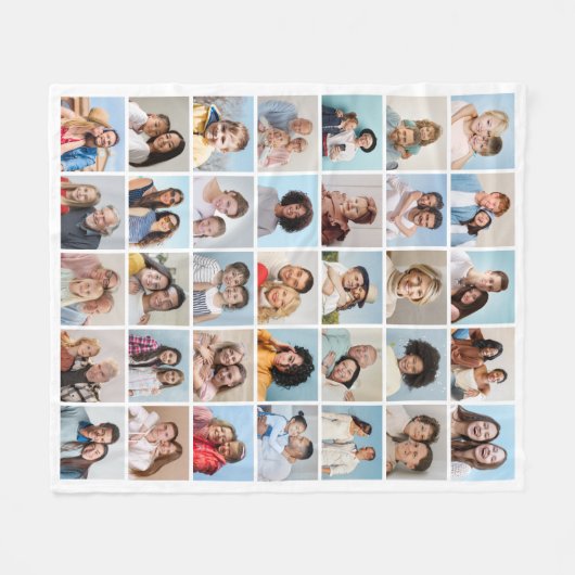 Creëer Your Ewn 35 Photo Collage Fleece Deken (Voorkant (Horizontaal))
