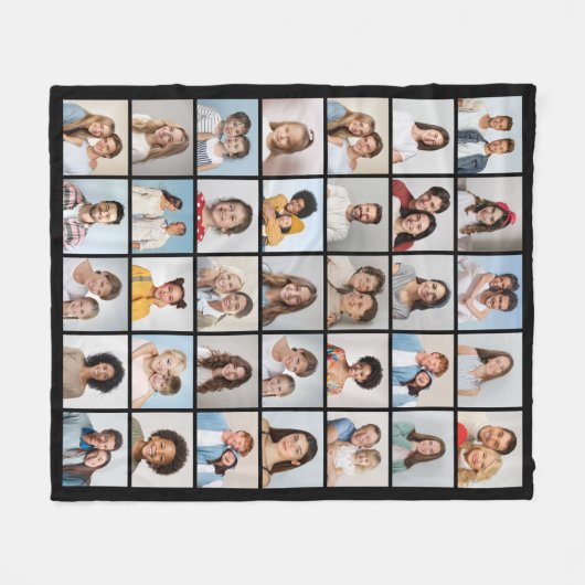 Creëer Your Ewn 35 Photo Collage Fleece Deken (Voorkant (Horizontaal))