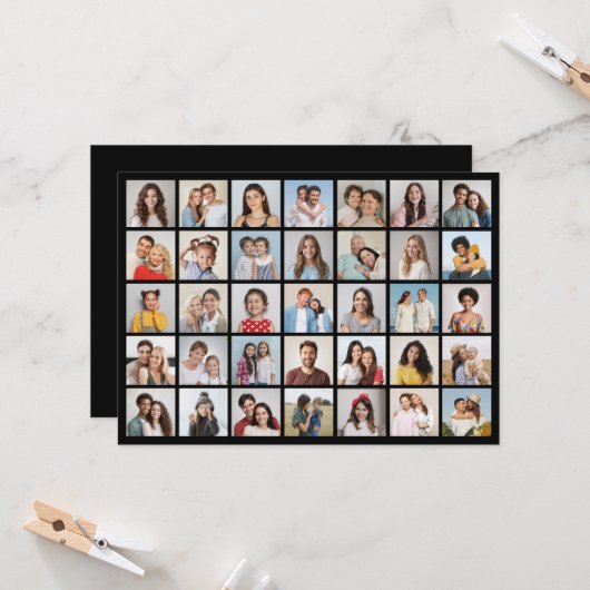 Creëer Your Ewn 35 Photo Collage Kaart (Voorkant / Achterkant in situ)