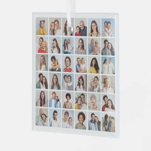 Creëer Your Ewn 36 Photo Collage Glas Ornament (Voorkant links)