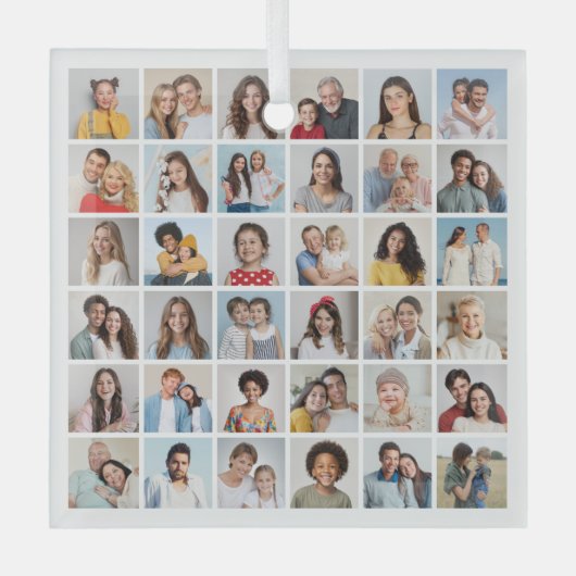 Creëer Your Ewn 36 Photo Collage Glas Ornament (Voorkant)