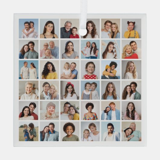 Creëer Your Ewn 36 Photo Collage Glas Ornament (Achterkant)