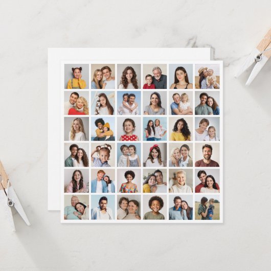Creëer Your Ewn 36 Photo Collage Kaart (Voorkant / Achterkant in situ)
