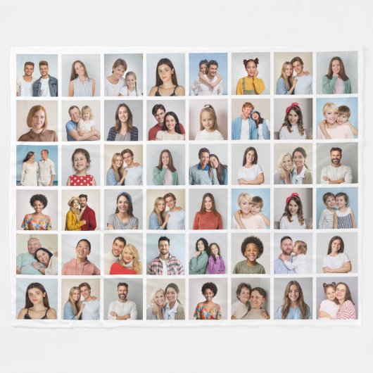Creëer Your Ewn 48 Photo Collage Fleece Deken (Voorkant (Horizontaal))