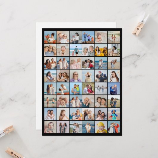 Creëer Your Ewn 48 Photo Collage Kaart (Voorkant / Achterkant in situ)
