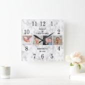  Creëer Your Ewn 4 Family Photo Collage Marble Vierkante Klok (Huis)