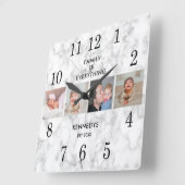  Creëer Your Ewn 4 Family Photo Collage Marble Vierkante Klok (Hoek)