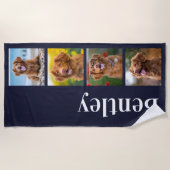 Creëer Your Ewn 4 Foto Collage Persoonlijke Dog Strandlaken (Voorkant)