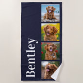 Creëer Your Ewn 4 Foto Collage Persoonlijke Dog Strandlaken (Voorkant)