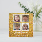 Creëer Your Ewn 4 foto's Familie Kerstmis Kaart (Staand voorkant)