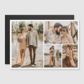 Creëer Your Ewn 4 Photo Collage Magnetic Card (Voorkant / Achterkant)