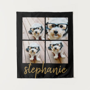 Creëer Your Ewn 4 Photo Collage - Script Gold Wandkleed