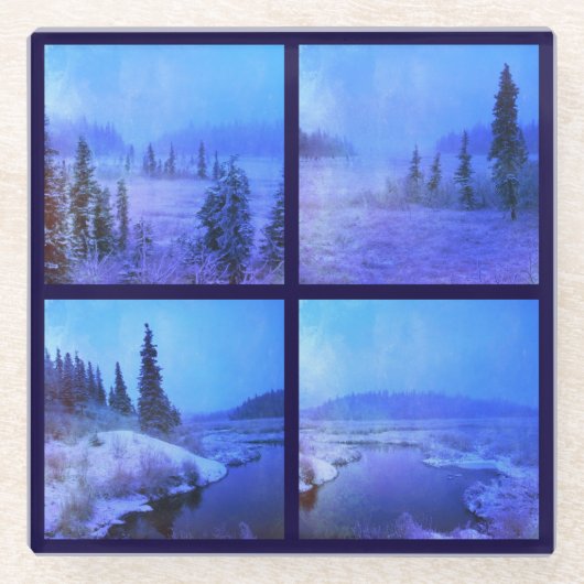 Creëer Your Ewn 4 Photo Square Glazen Onderzetter (Voorkant)