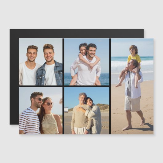Creëer Your Ewn 5 Photo Collage Magnetic Kaart (Voorkant / Achterkant)