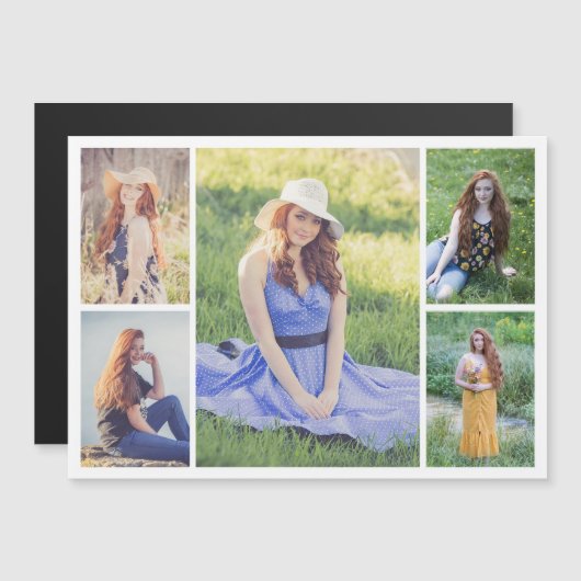Creëer Your Ewn 5 Photo Collage Magnetic Kaart (Voorkant / Achterkant)