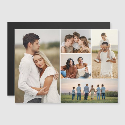 Creëer Your Ewn 5 Photo Collage Magnetic Kaart (Voorkant / Achterkant)