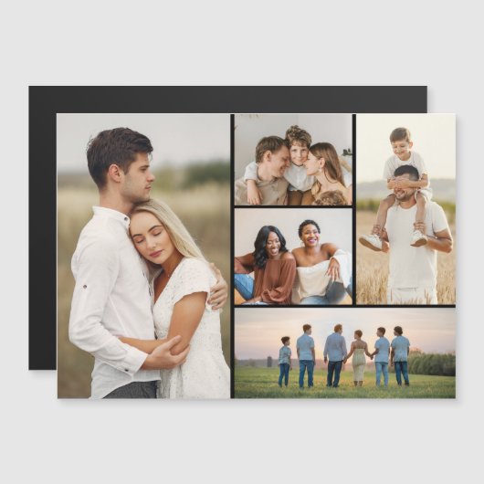 Creëer Your Ewn 5 Photo Collage Magnetic Kaart (Voorkant / Achterkant)