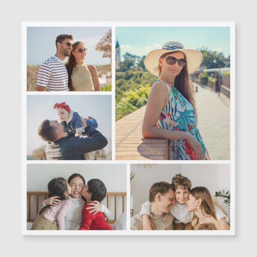 Creëer Your Ewn 5 Photo Collage Magnetic Kaart (Voorkant)