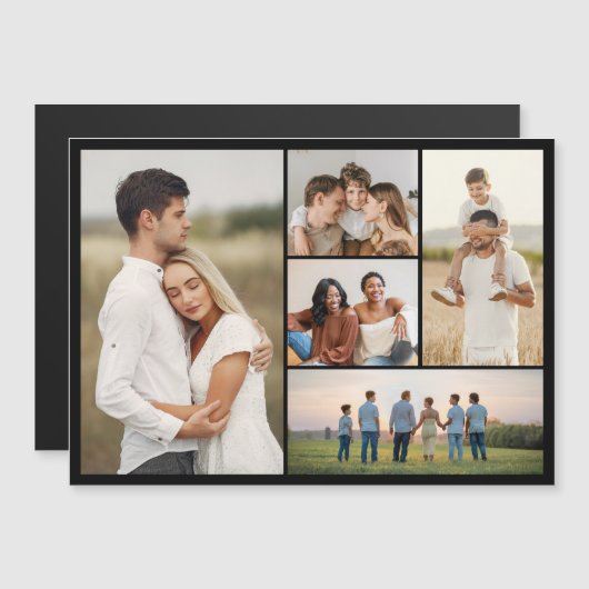 Creëer Your Ewn 5 Photo Collage Magnetic Kaart (Voorkant / Achterkant)