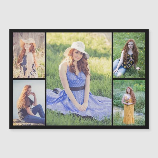 Creëer Your Ewn 5 Photo Collage Magnetic Kaart (Voorkant)