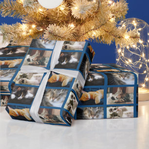 Creëer Your Ewn 5 Photo Collage op Blue Cadeaupapier