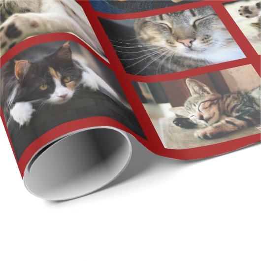 Creëer Your Ewn 5 Photo Collage op Dark Red Cadeaupapier (Rol Hoek)