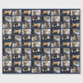 Creëer Your Ewn 5 Photo Collage op Navy Blue Cadeaupapier (Vlak)