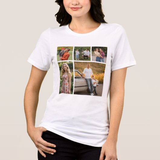 Creëer Your Ewn 5 Photo Collage Unisex Tri-Blend Shirt (Voorkant)